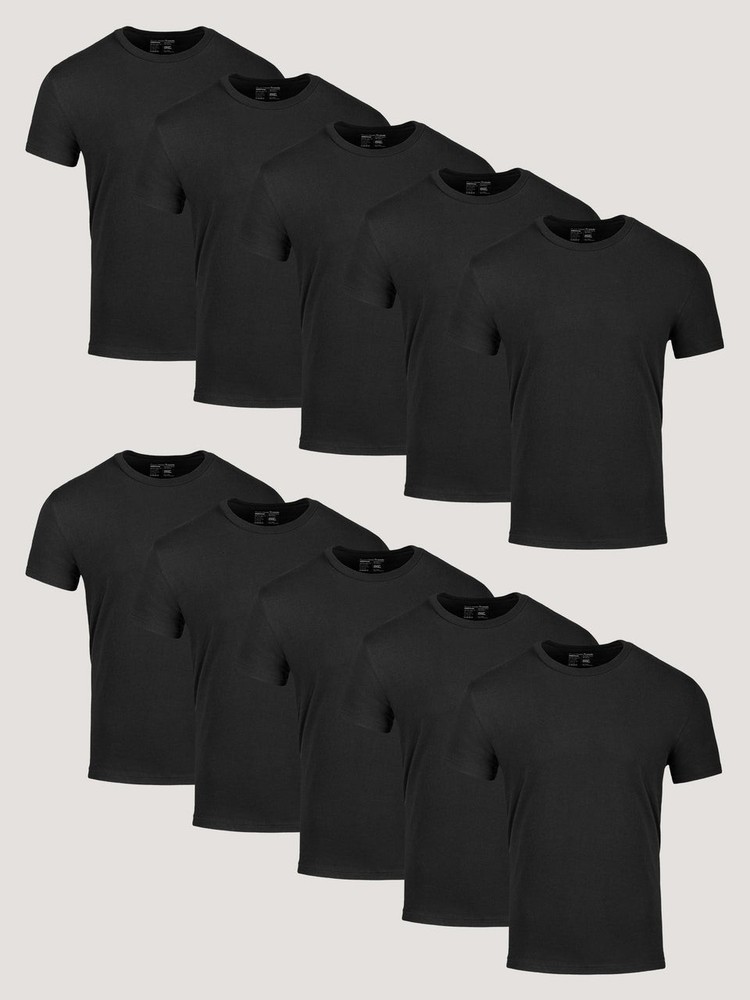 NEW Men’s Fresh Clean Threads All Black Crew 10-Pack – Regular FIT-SHIPS FREE!