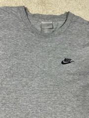 Vintage Nike T Shirt Large Gray Swoosh Embroidered Check Logo Essential