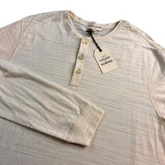 Crosby & Howard Men’s Henley Shirt Long Sleeve Cream and Gray Size XL NWT