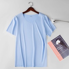 Men’s Ice Silk V-Neck T-Shirt Slim Fit Seamless Short Sleeve Summer Top