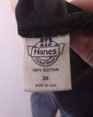 vintage 90s Hanes Otherwear Faded Black Solid T-Shirt Blank + Waist Logo SZ 3X