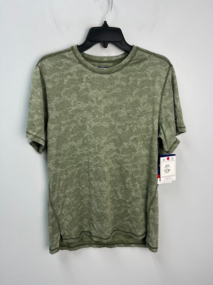 Champion Sz Medium Green Camo AOP Sport Tee Men’s Anti-Odor Wicking
