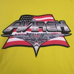 Y2K Avirex Shirt Mens XL Yellow All American System USA Flag Graphic T Shirt
