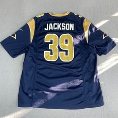 Nike NFL Mens XL Los Angeles Rams Steven Jackson 39 Jersey Navy Gold On Field