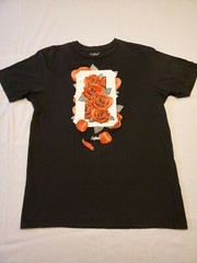 Outrank Black T-shirt Mens Medium Roses 19.5W X28L