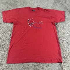 VINTAGE Karl Kani Shirt Men Large Red Single Stitch Logo Made in USA Hip Hop 90s