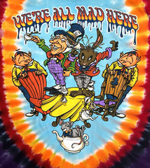 Alice In Wonderland Front/Back Graphic Tie Die T-Shirt Size XL Liquid Blue New