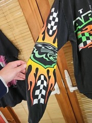 Vintage Arctic Cat Long Sleeve Fire Flames Snowmobile Racing Jersey Tee Harley