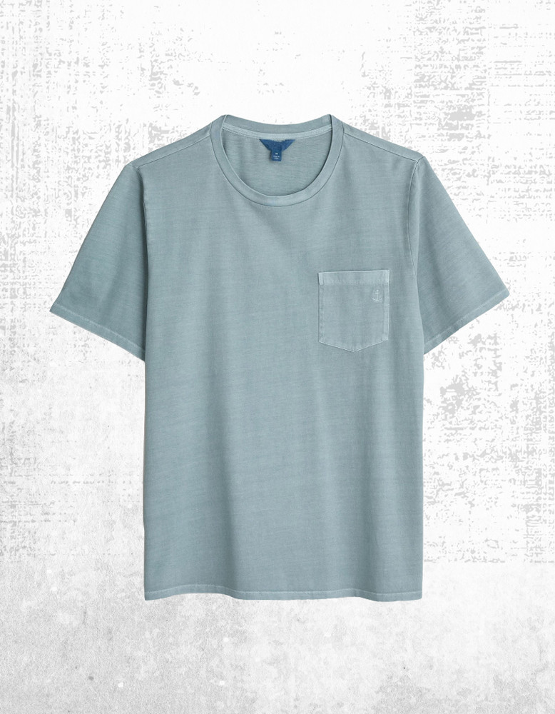 Men’s Seasalt Cotton Crew Neck Chest Pockets T-shirt Pale Wade Cyan Boxy Fit