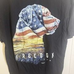JEDCO Freedom Deer Skull Flag Graphic T Shirt Men’s Large Black Patriotic USA