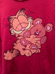 Garfield & Pookie Teddy Mens LRG T Shirt Burgandy Port Company Paws