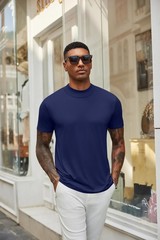 Men’s Mock Turtleneck T-Shirts Short Sleeve Slim Fit Top Pullover Thermal Bas…