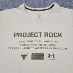 Under Armour Shirt Mens XL Beige Project Rock Freedom Flag Graphic Tee Top Logo