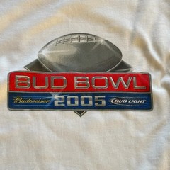 Vtg Budweiser Bud Bowl 2005 Shirt Mens XL White Short Sleeve Cotton Bud Light