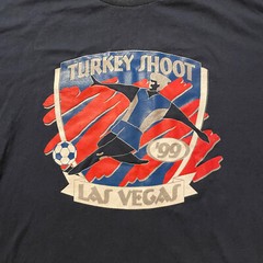 Vintage 98 Navy Blue Double Sided Soccer Turkey Shoot T Shirt XL