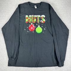 New Gildan NUTS Christmas Graphic Tee Men XL Black Funny Holiday Shirt