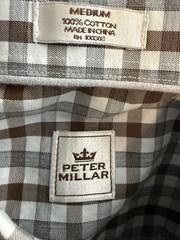 Peter Millar Shirt Mens Medium Brown Button Down Long Sleeve 100% Cotton