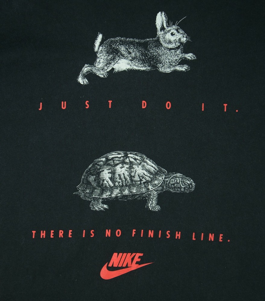 Nike Mens Vintage Rabbit Just Do It No Finish Line T Shirt Size M Black USA