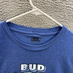 Bud Light Beer Shirt Adult 2XL XXL Blue Crewneck Tee Football Tailgate Party