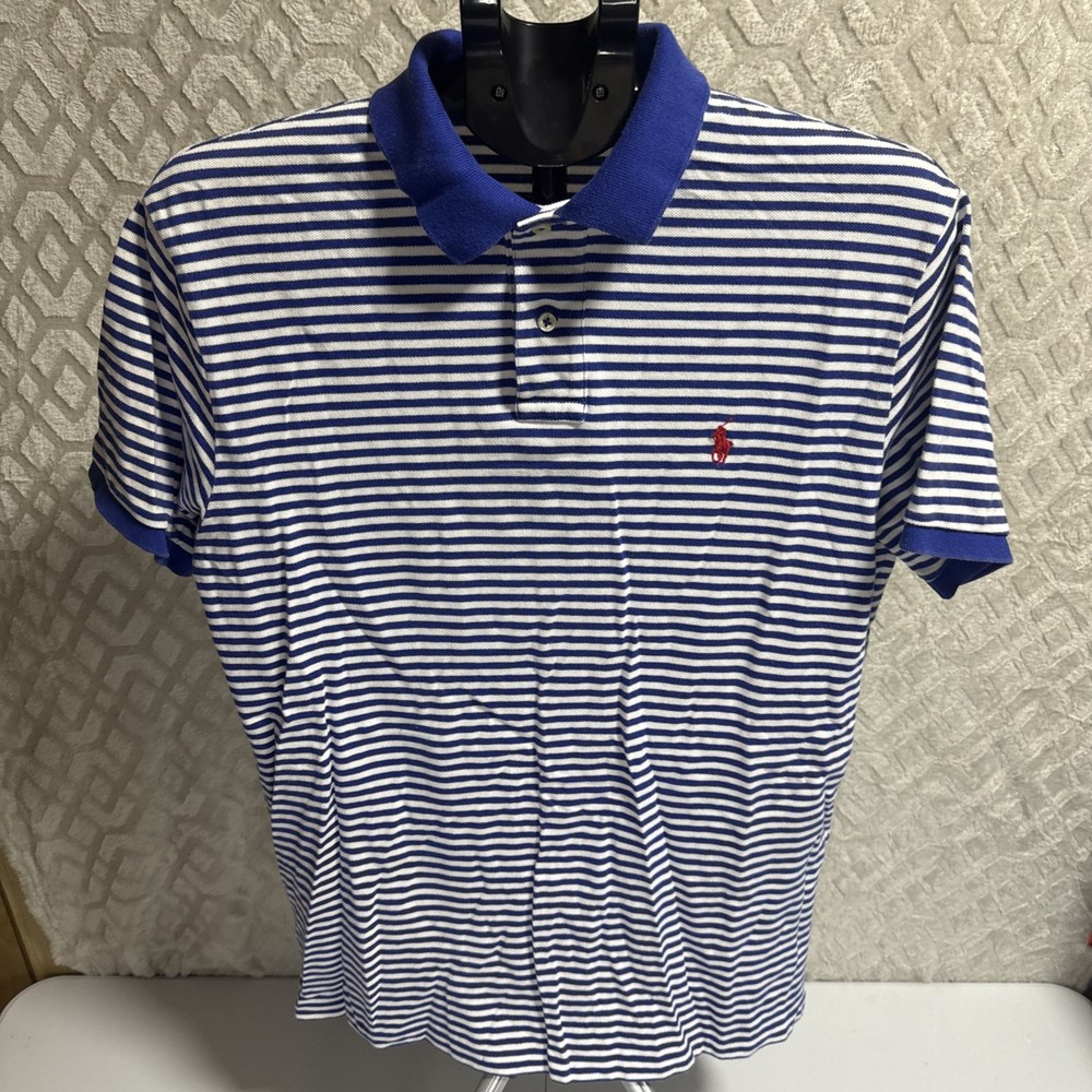 Polo Ralph Lauren Red White Blue USA Collar Golf Shirt Striped Preppy Mens Large