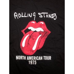 The Rolling Stones T Shirt M Black North American Tour 1975 Signature Logo NEW