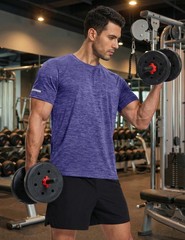 Men’s Workout Short Sleeve Shirts Quick Dry Athletic Gym Running Crewneck T-S…