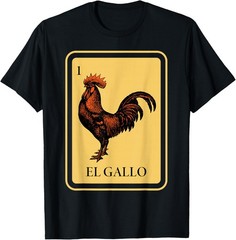 Mexican El Gallo Bingo Card Game traditional Rooster T-Shirt