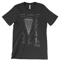 Lacrosse Patent T-Shirt.100% Cotton Soft Comfy Tee on Black White or Gray. NEW