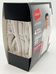 NEW HANES ULTIMATE 4 TAGLESS T-SHIRTS COMFORT FIT COTTON STRETCH SZ L WHITE 3621