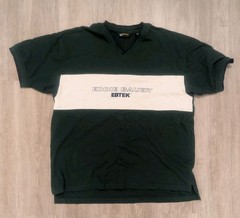Eddie Bauer EBTEK Vintage Y2K Men’s L Green/White Colorblock V-Neck Logo T-Shirt