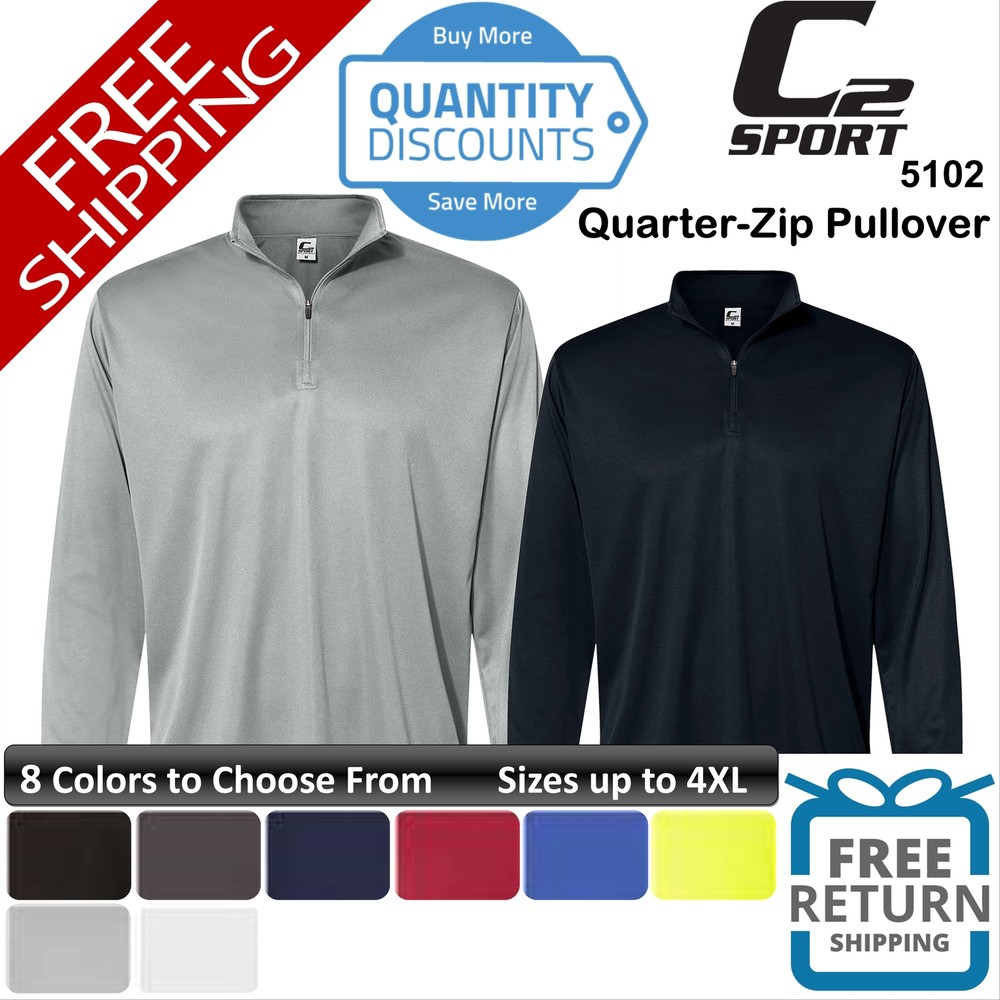 🔥 C2 Sport Men Quarter-zip Pullover Shirt Performance Fabric Up To 4XL 5102