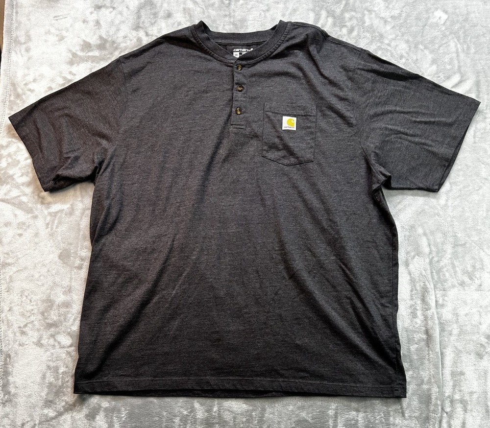 Carhartt Mens 3XL Short Sleeve Henley Loose Fit Work Wear 1 Pocket Construction