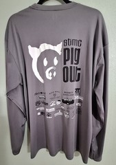 A4 STMC Pig Out BBQ Long Sleeve Shirt Gray Performance Graphic Tee Adult