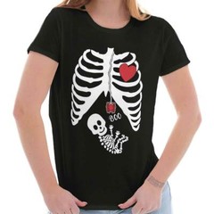 Spooky Halloween Maternity Skeleton Xray Graphic T Shirts for Women T-Shirts