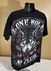 Hot Leathers Lone Wolf No Club Biker 2 Sided Shirt Men’s Size L
