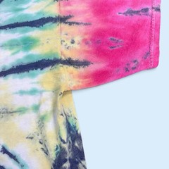 DOM Peace Sign Embroidered Tie Dye T-Shirt Men XL Multi Color Spiral Graphic Tee