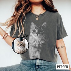 Personalized Vintage Pet Portrait Shirt Custom Cat Dog Photo Tee Gift Idea