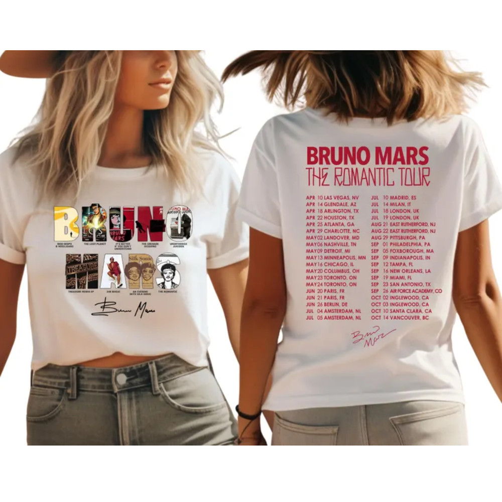 Bruno Romantic Tour Vintage Pop Concert Graphic T-Shirt