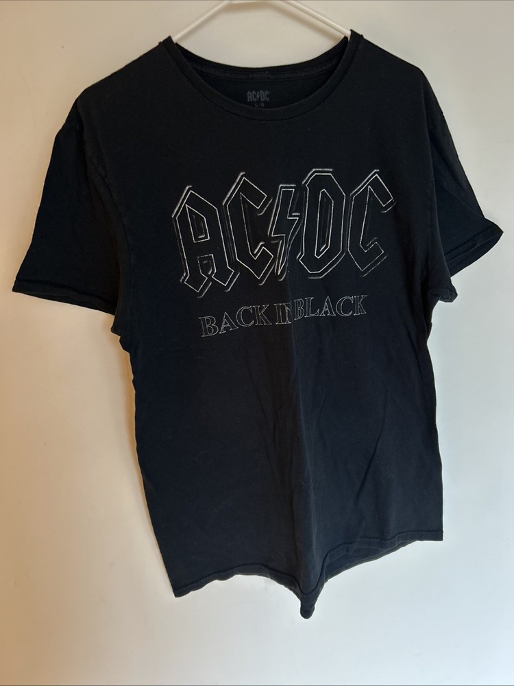 Official AC/DC Back In Black T Shirt Size Large Black Mens Band Tee