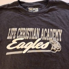 Adidas The Go-To Tee Life Christian Academy Eagles Black T-Shirt Cotton Size L