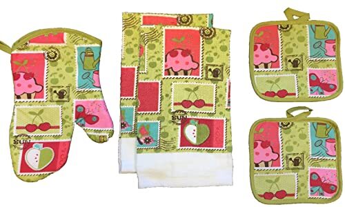 Set of 5, Watering Can, Butterfly, Ice Cream Design 100% Cotton Kitchen Set.