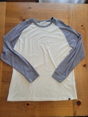 Threads 4 Thought Gray Ivory Off White Long Sleeve Baseball T Shirt Size XL Mens