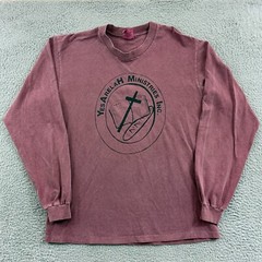 Vintage Religious Shirt Mens Large Red Long Sleeve Crewneck Jesus Church 90s