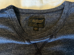 National Athletic Goods Long Sleeve Shirt Mens L (42) V Gusset Blue Heather