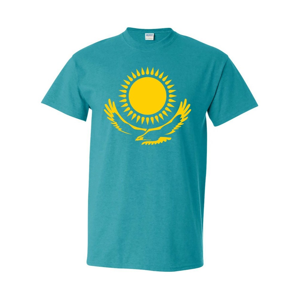 Kazakhstan European Flag Basic Cotton T-Shirt – Antique Jade Dome
