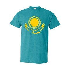 Kazakhstan European Flag Basic Cotton T-Shirt – Antique Jade Dome