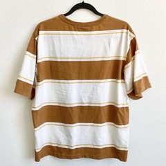 Quiksilver Men’s Brown Striped San Miguel Short Sleeve Pocket Tee Shirt Sz L EUC