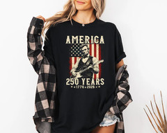 Abraham Lincoln Playing Electric Guitar Shirt, Patriotic Abraham Lincoln Rock Te