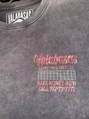 Valabasas Men’s S Gray Cotton Double-Sided Graphic Print Crew Neck Tee