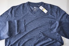 Tommy Bahama T Tee Shirt Paradiso V Neck Performance Ocean Blue New LS Medium M